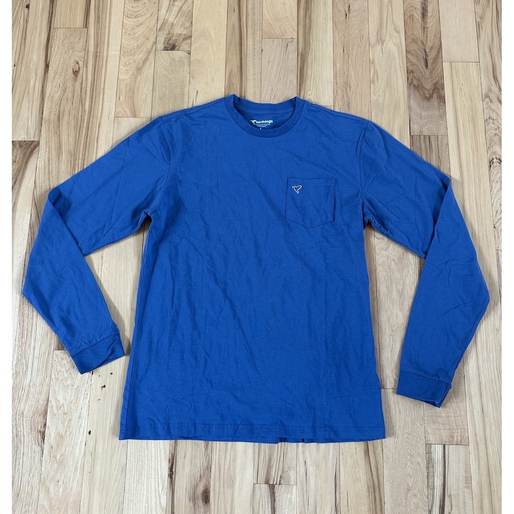 Birddogs Mens Long Sleeve Shirt L Blue Pocket Tee Pullover Crewneck Logo